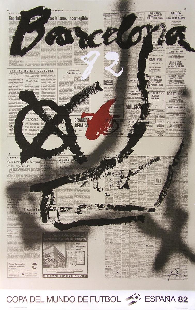 FCバルセロナ　ANTONI TAPIES ポスター　100周年 Poster designed by Antoni Tàpies for the 1982 FIFA World Cup, held