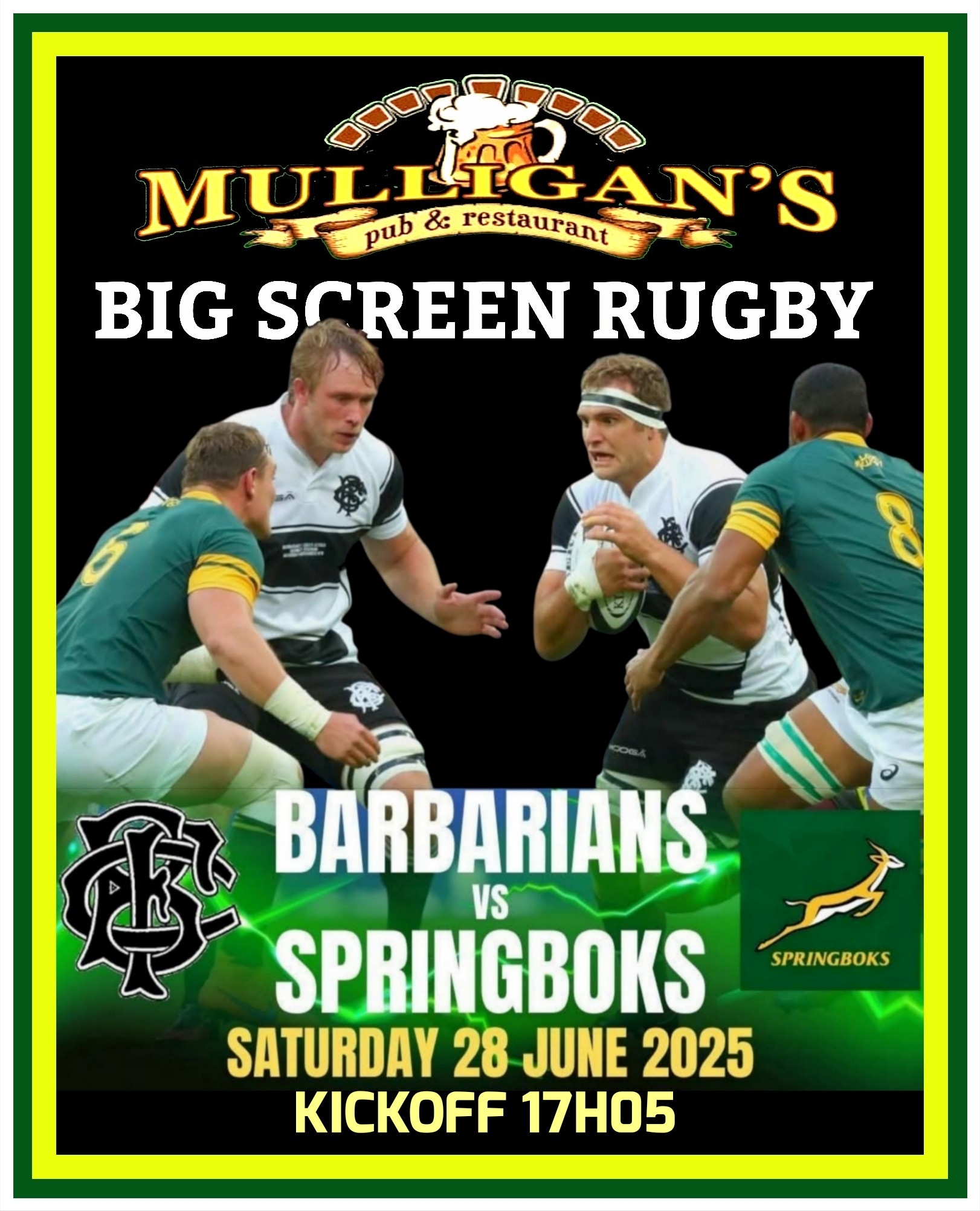 BIG SCREEN RUGBY BARBARIANS VS SPRINGBOKS