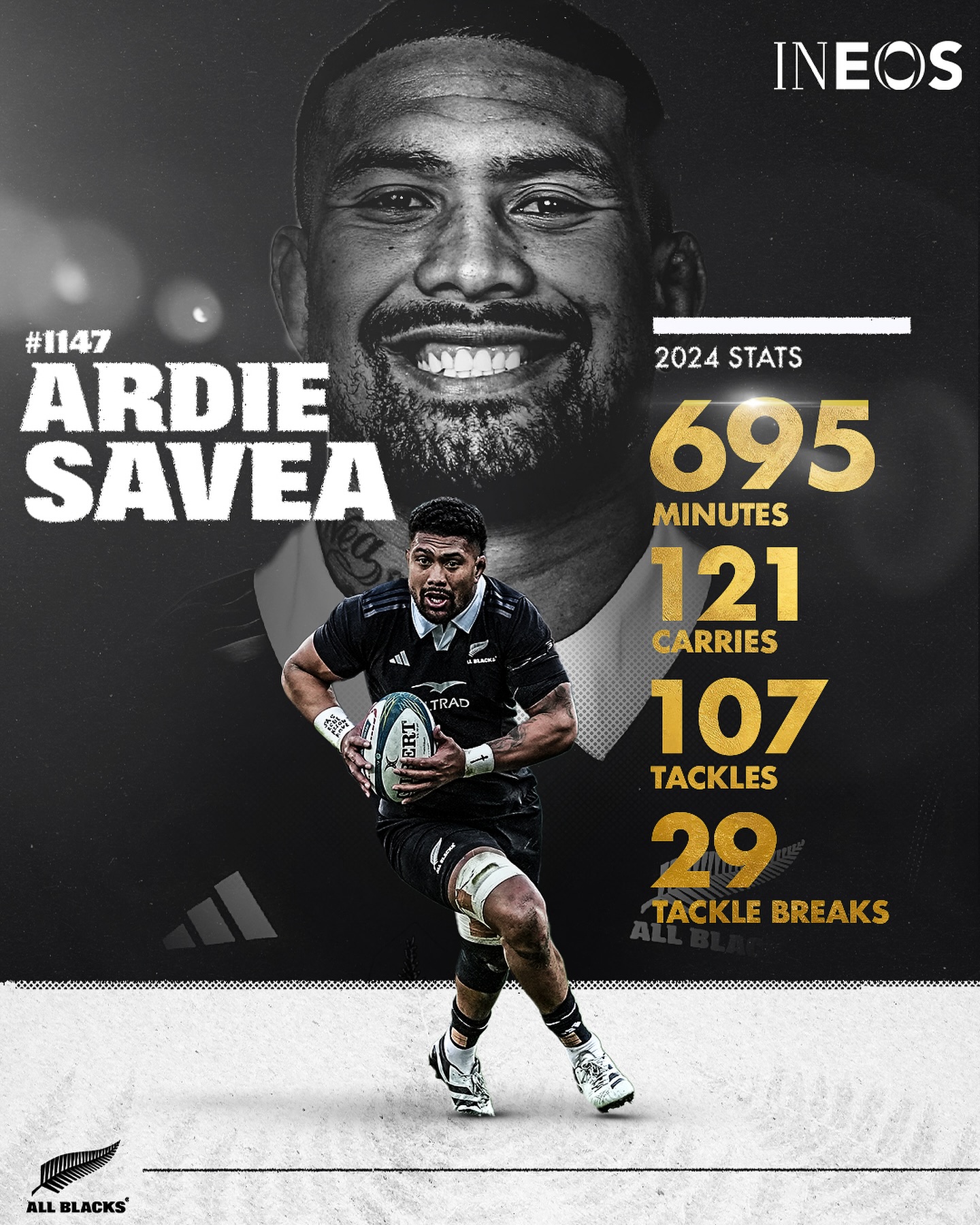 What a year he's having 🫡 #AllBlacks #IneosStatchat