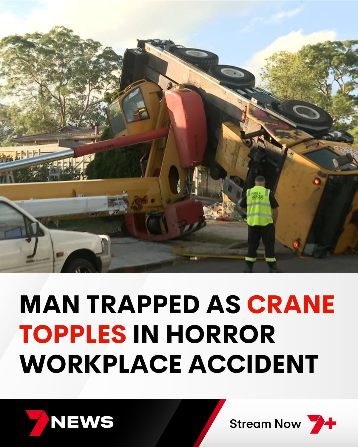 7NEWS Melbourne - The driver was trapped in the tilted... | Facebook