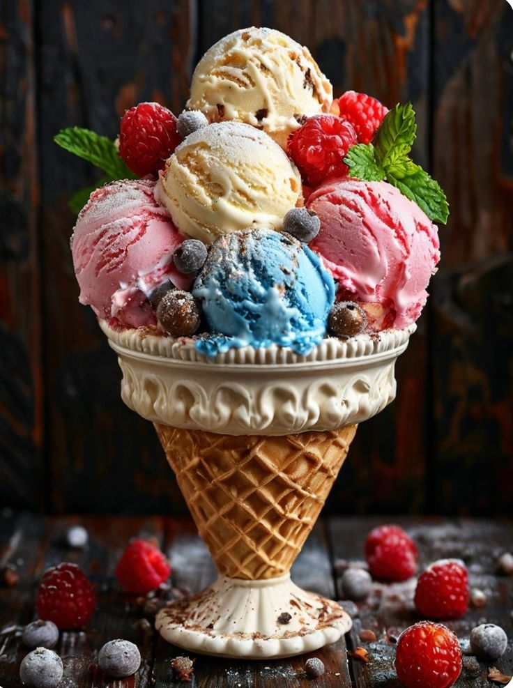 Triple berry chocolate ice cream cups