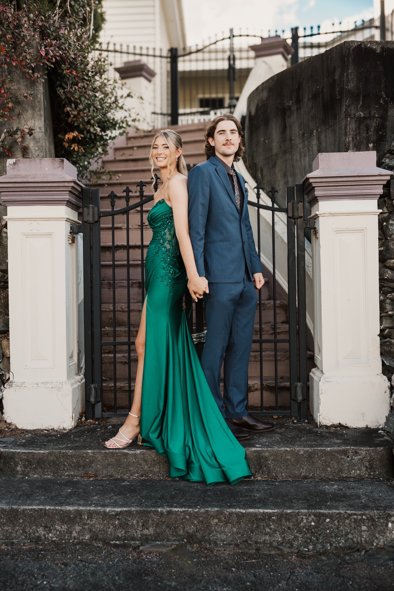 lacey green dress stunning in her emerald gown for her early formal session 🦚✨ Congratulations! Thanks for having me capture your special milestone x Brea Martin Photography Clancy Pearce Makeup and Beauty specialist pair:dakota-regal-petite-tennis-bracelets-rose-gold