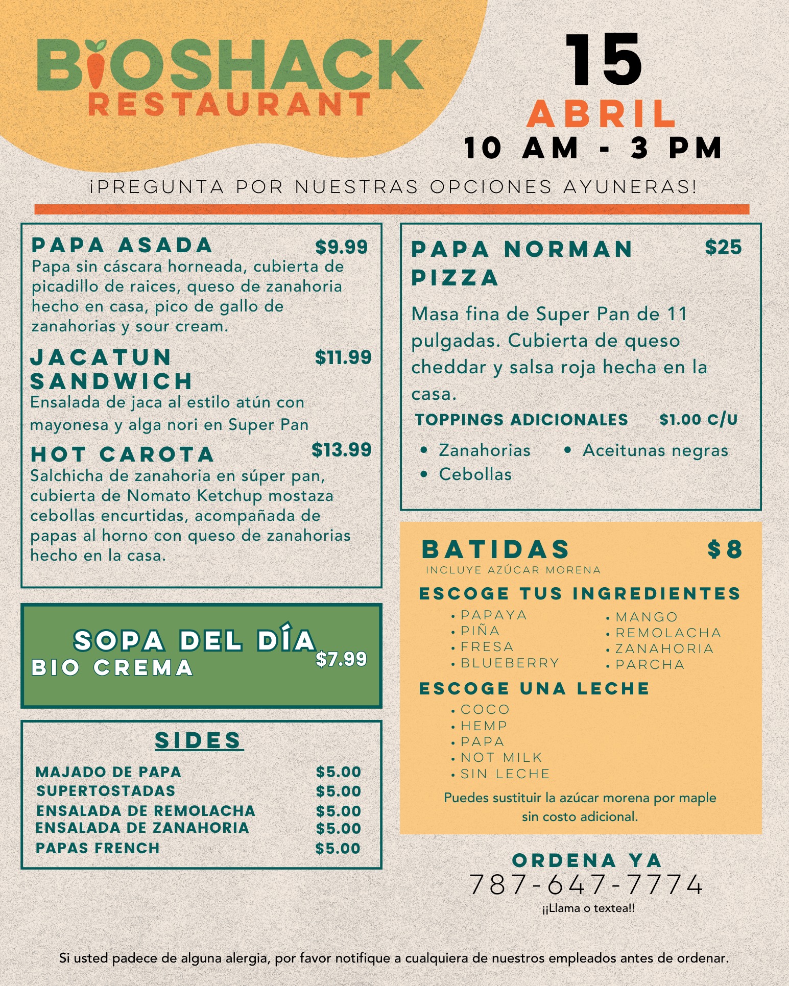 Bio - ¡Ven y saborea el menú del día en Restaurante Bio Shack! Te ...