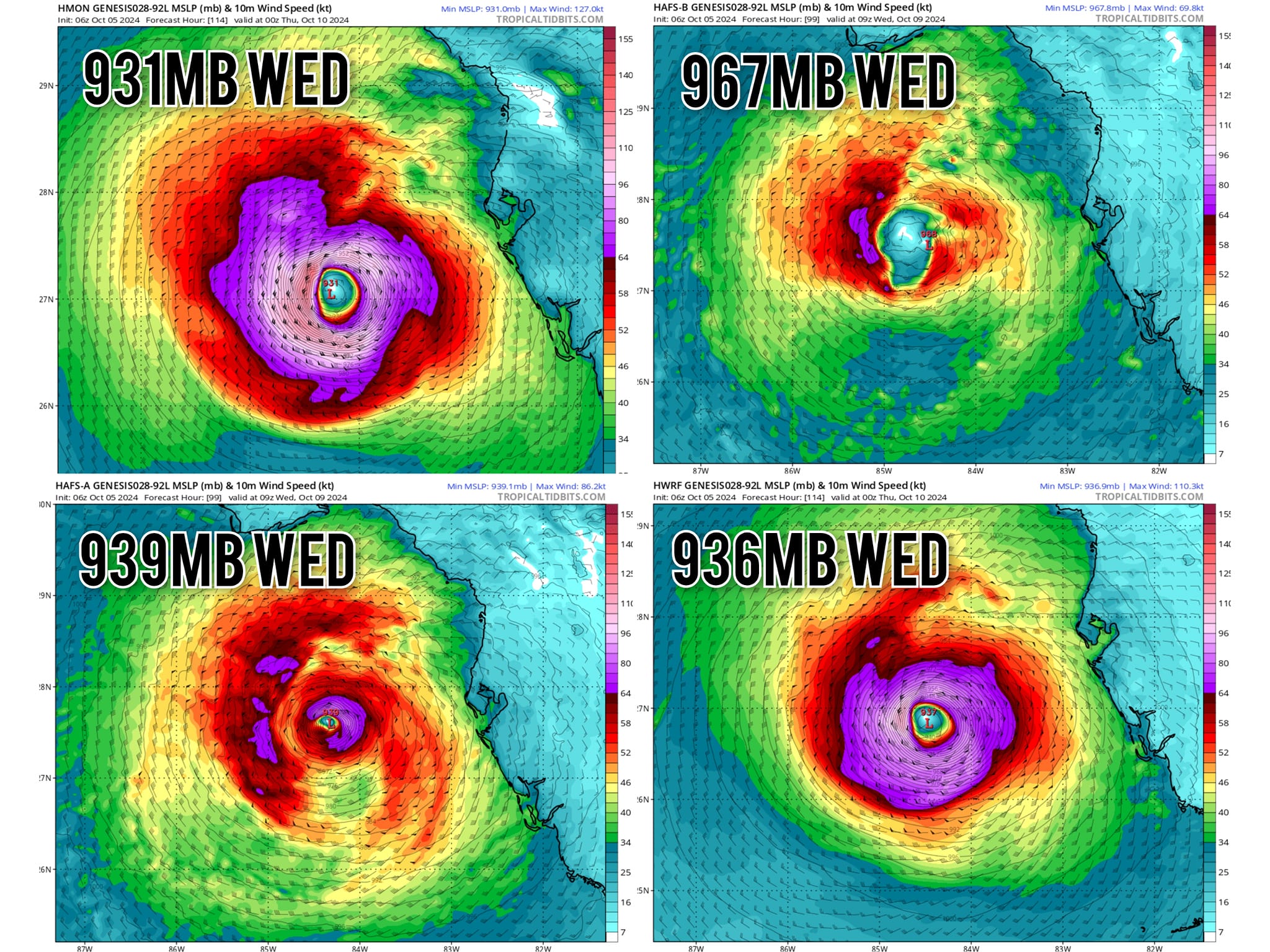 The latest Thursday 06z Hurricane Models here on tropicaltidbits