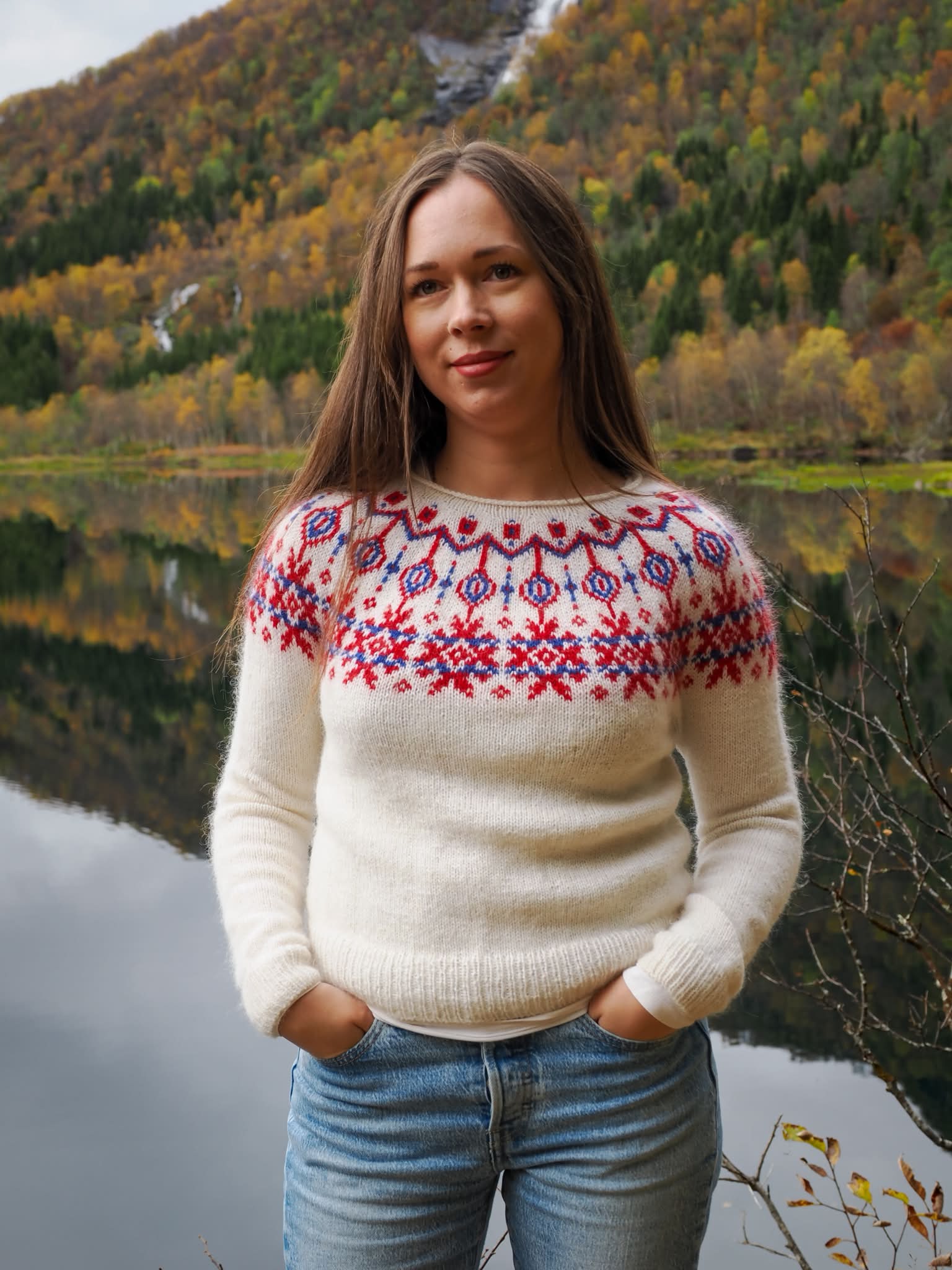 Ullobáidi Geassi Mohair Sámi-inspired sweater with stranded colorwork
