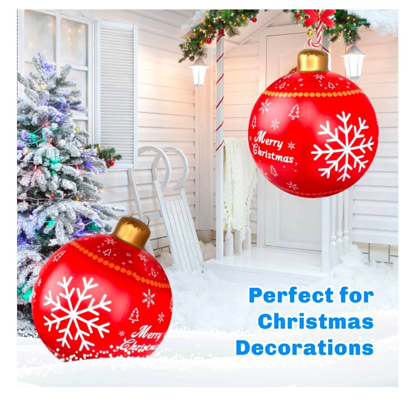 2 Pcs 24 Inch Light up PVC Giant Inflatable Christmas Ball Large PVC ...