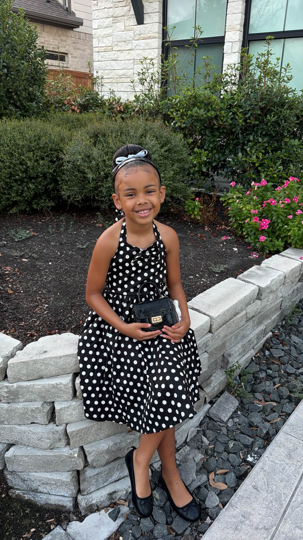 Lylah is that girl you wanna know🥹💞 spirit week and today was polka dots vs stripes and you see what we went with😊🖤 #explorepage #spiritweek #BackToSchool #grwm #ootd Dress 👗 @amazon