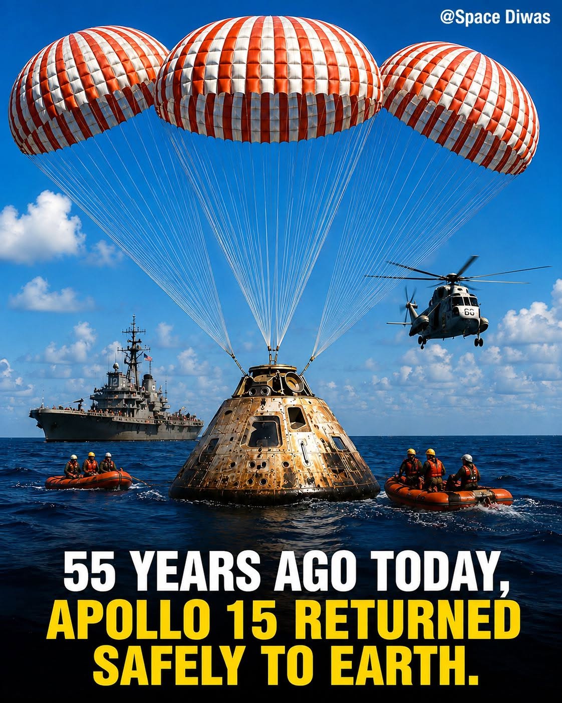 Apollo XV returns to Earth on August 7, 1971