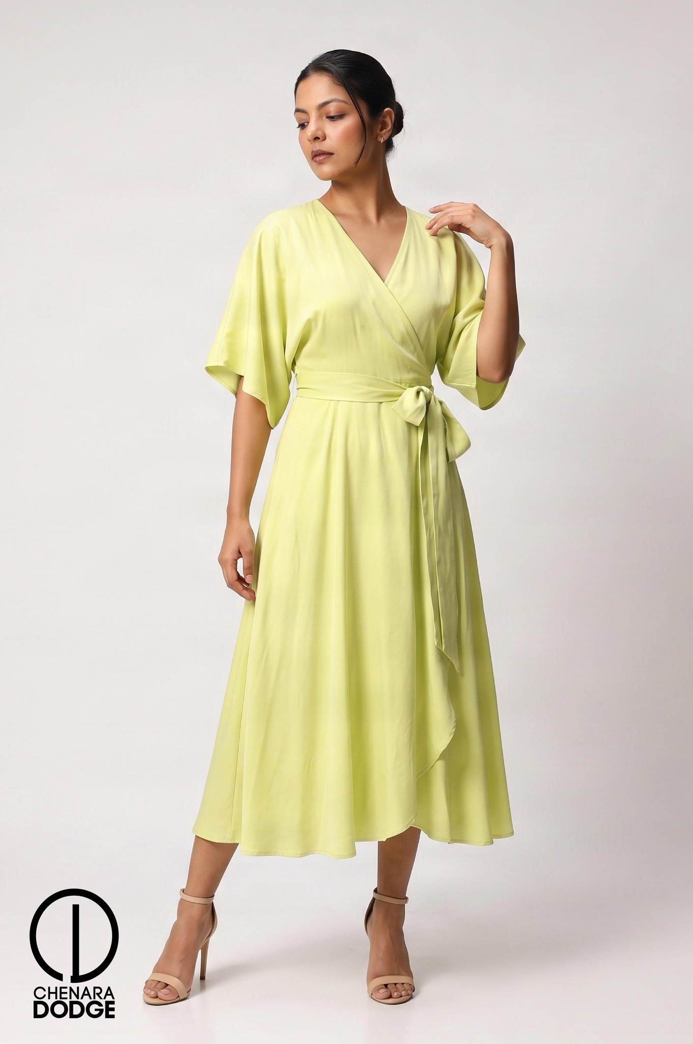 kim lime green dress WRAP AROUND MIDI 🌿 Link - https://www.chenaradodge.lk/item/KIM -WRAP-AROUND-MIDI-DRESS/64230 Code : 8599-12616 | Price : 7,250/- Fabric : Linen Kurta