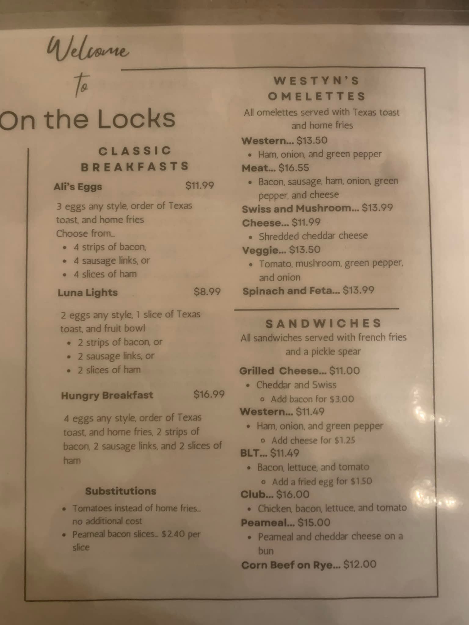 On the Locks - Here’s a quick pic of our new menu 📸...