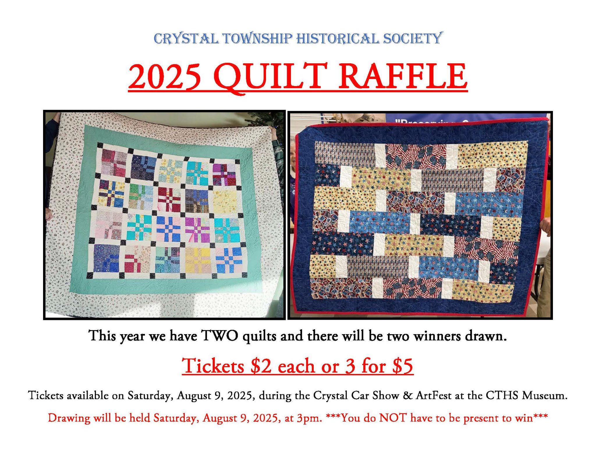 Crystal - 2025 QUILT RAFFLE This year you have double the chances to ...