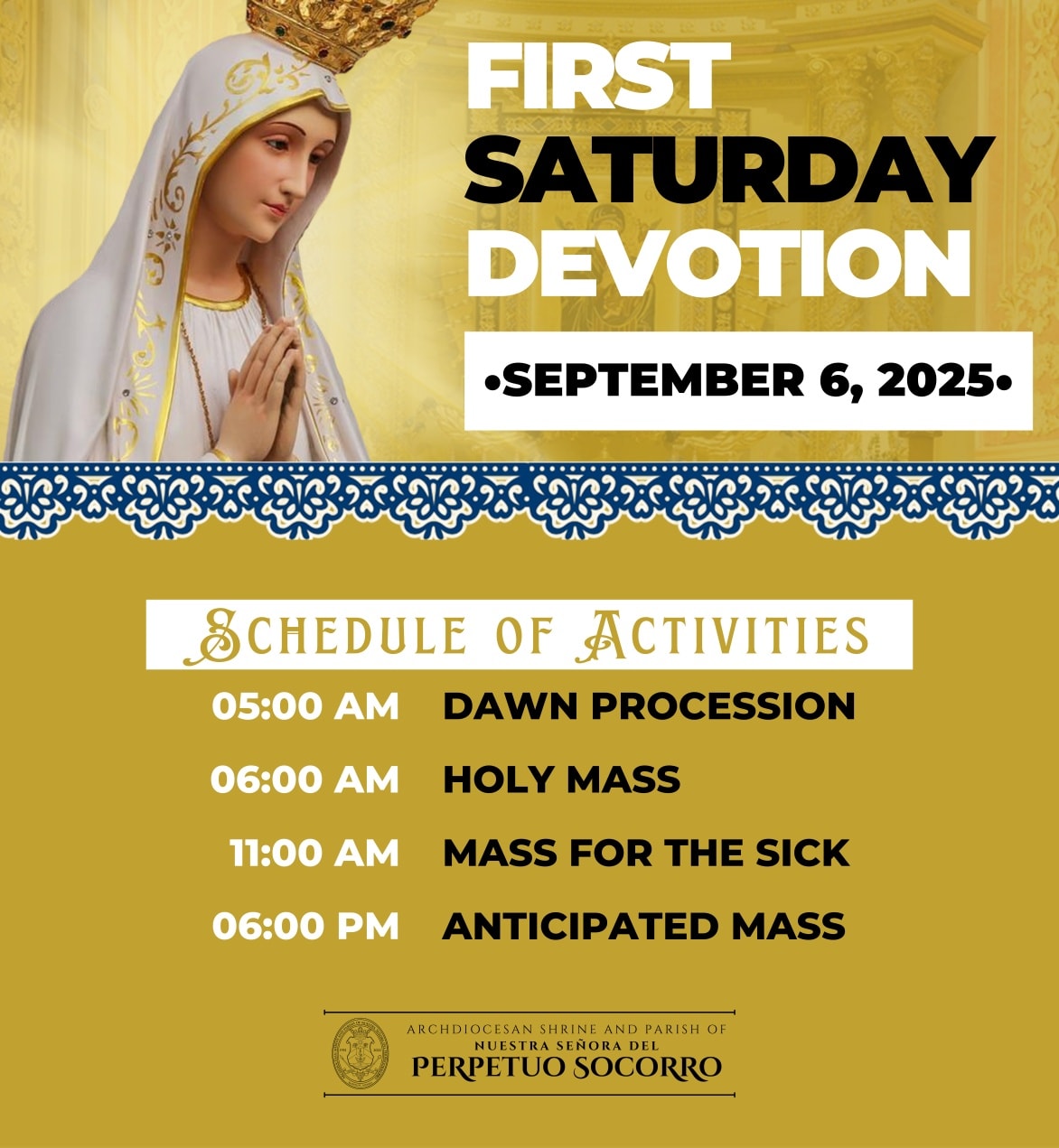 𝐅𝐈𝐑𝐒𝐓 𝐒𝐀𝐓𝐔𝐑𝐃𝐀𝐘 𝐃𝐄𝐕𝐎𝐓𝐈𝐎𝐍 Our dear parishioners and devotees of the Inang ...