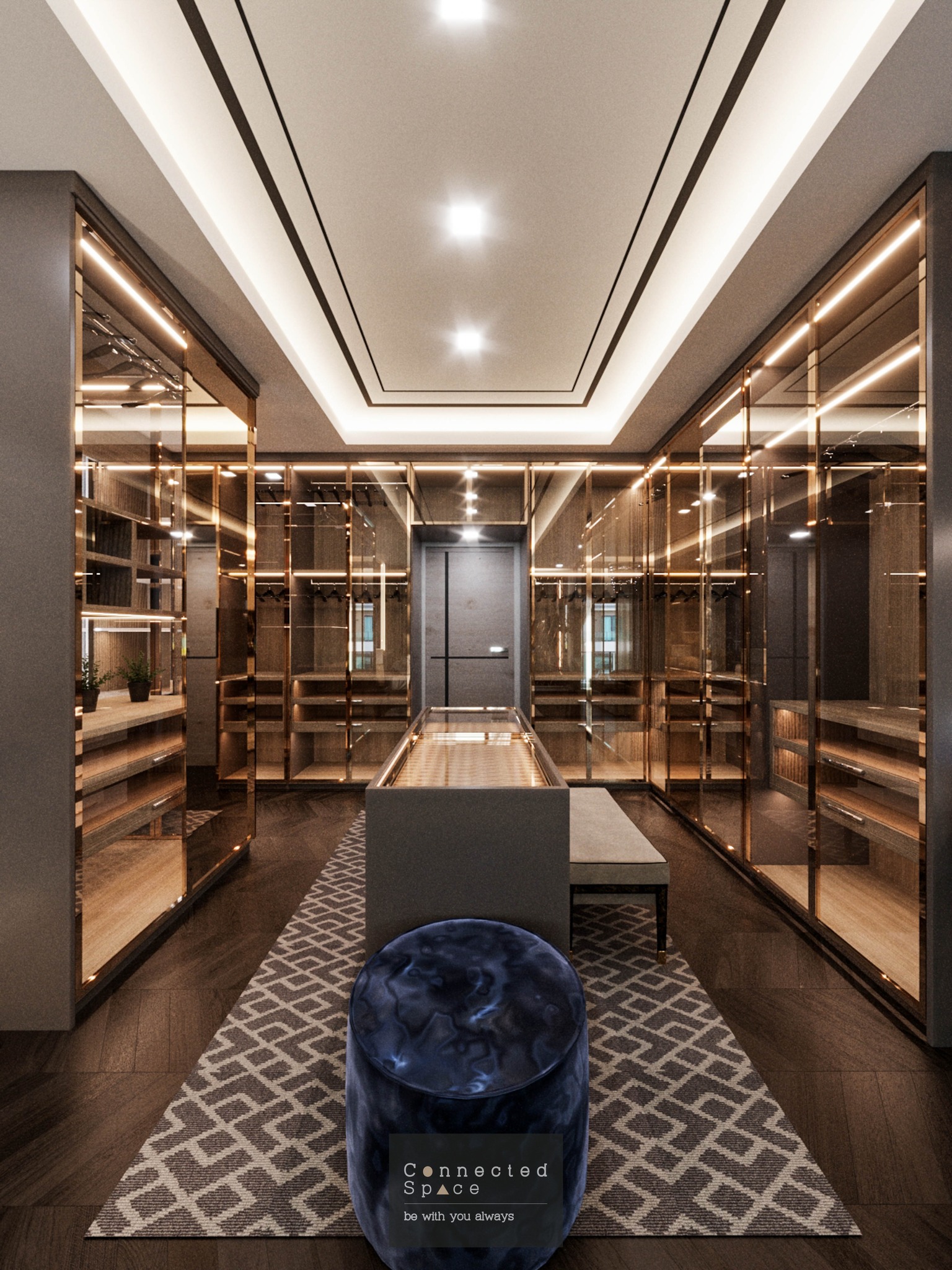 Connected - Walk in Closet ถูกตกแต่งด้วยงานบิ้วอินแบบ 100% เป็นงานไม้ ...
