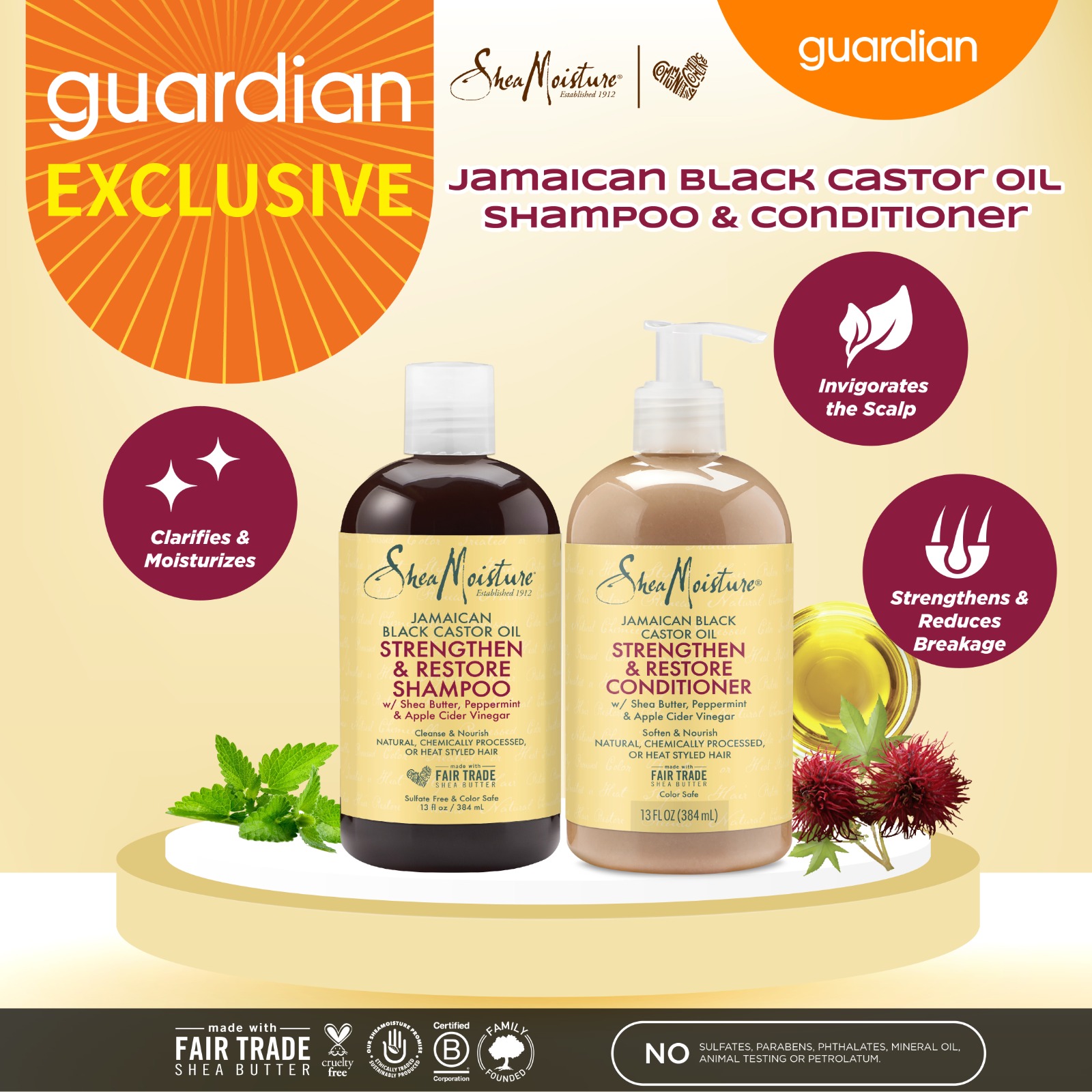 In Stock🔥 Shea Moisture Jamaican Black Castor Oil Strengthen & Restore