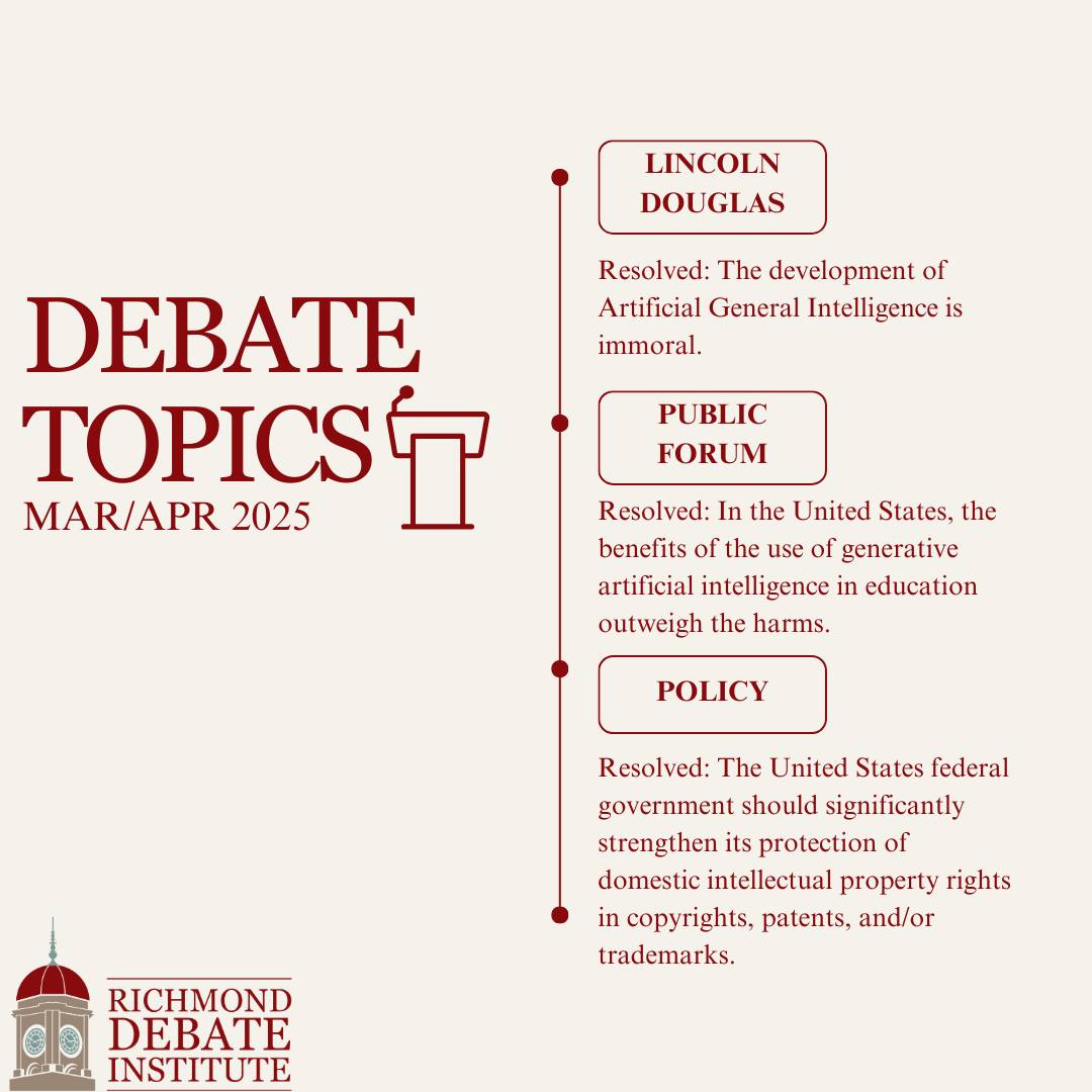 🌟 New Debate Topics Alert! 🌟... - Richmond Debate Institute | Facebook