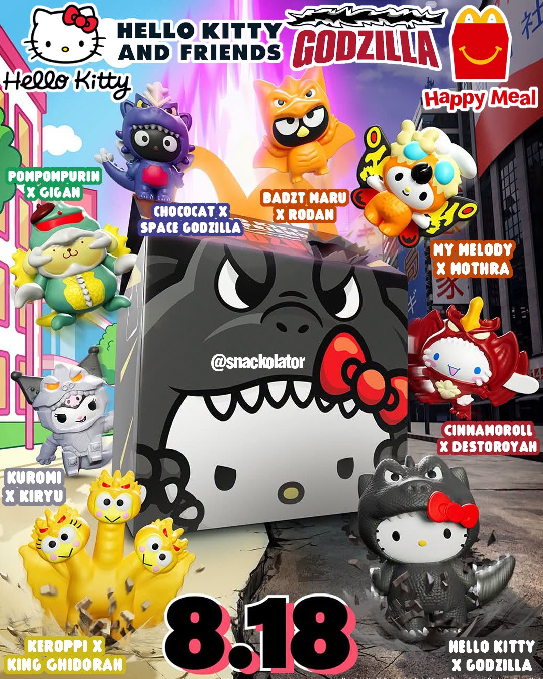 Hello Kitty x Godzilla is one of the most ADORABLE Happy Meal sets