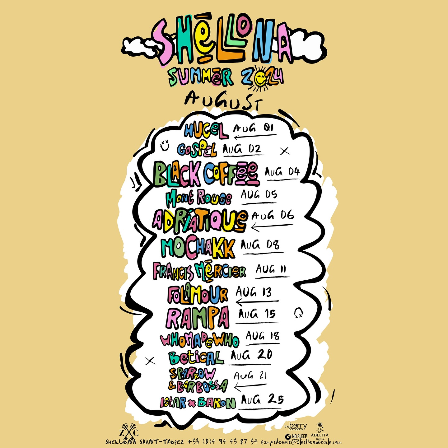 Our updated July & August lineup... - Shellona - St Tropez | Facebook