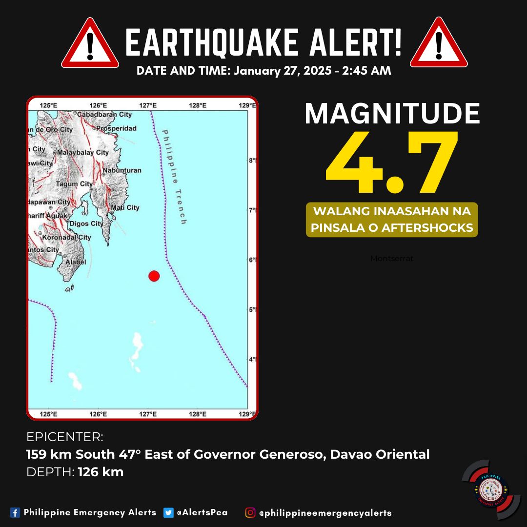 Philippine Emergency Alerts - ⚠️ MAGNITUDE 4.7 'LINOG' HITS OFFSHORE ...