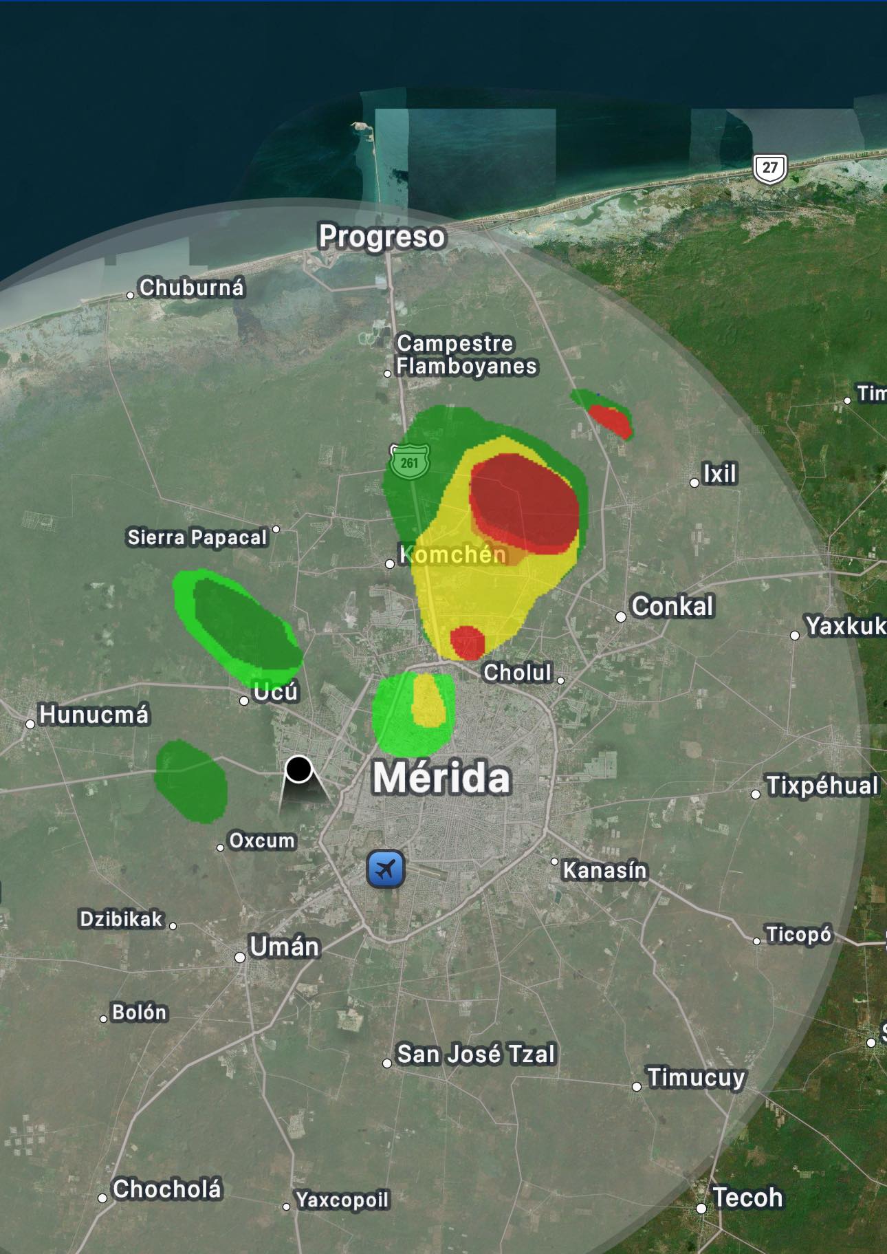 Meteorología - ⛈️ Radar detecta lluvia en la zona norte de Mérida. No ...