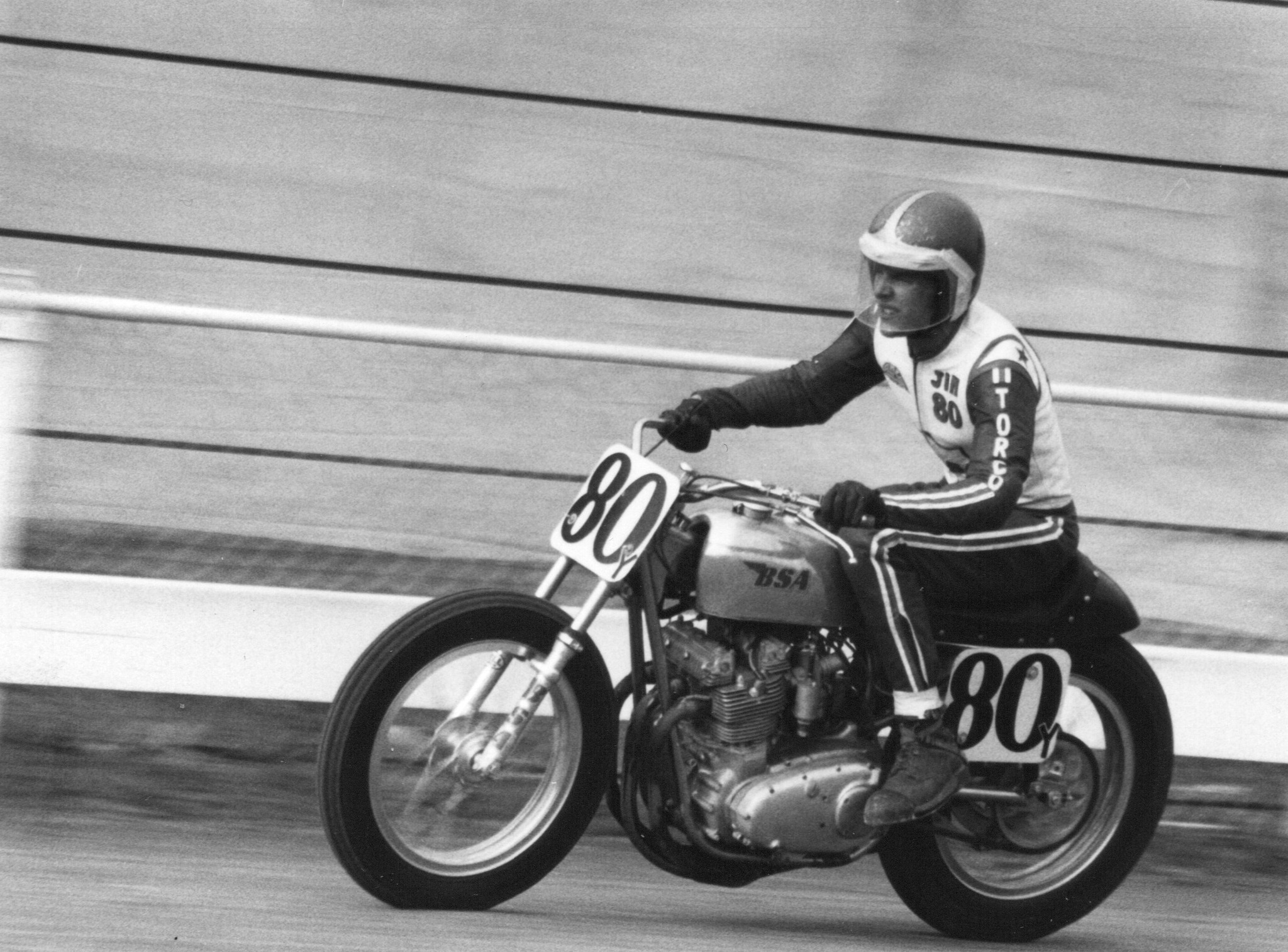 Rider - Rookie expert Jim Rice riding his BSA three-cylinder to victory ...