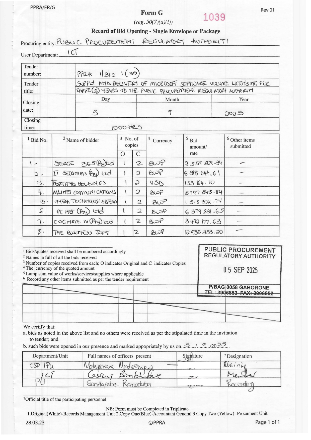 Public... - Public Procurement Regulatory Authority