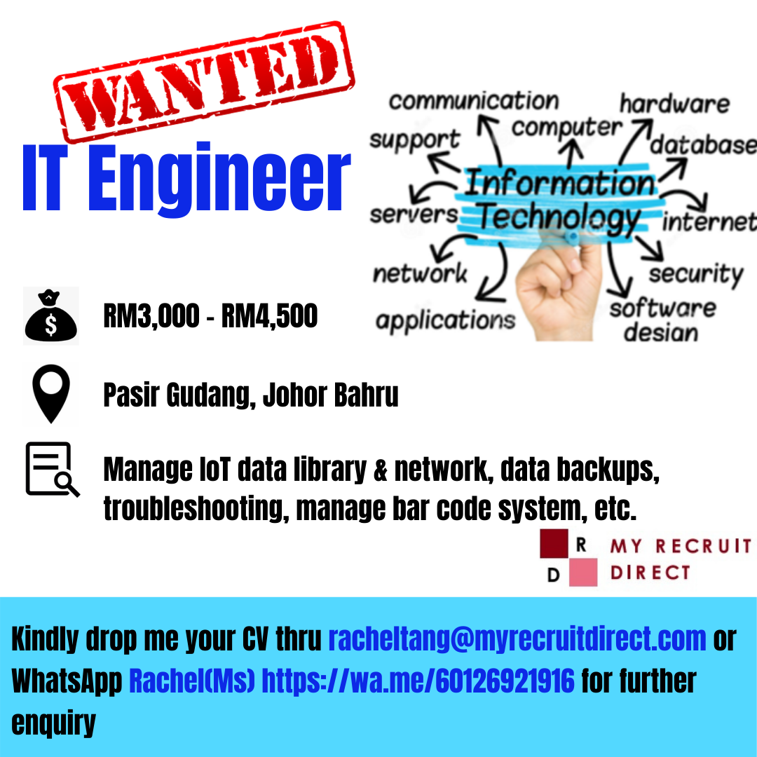 My Recruit Direct Hiring 𝐈𝐓 𝐄𝐧𝐠𝐢𝐧𝐞𝐞𝐫 𝐏𝐚𝐬𝐢𝐫 𝐆𝐮𝐝𝐚𝐧𝐠 Johor Bahru 𝐑𝐌𝟐 𝟓𝟎𝟎 𝐑𝐌𝟒 𝟓𝟎𝟎 𝐫𝐚𝐜𝐡𝐞𝐥𝐭𝐚𝐧𝐠 𝐦𝐲𝐫𝐞𝐜𝐫𝐮𝐢𝐭𝐝𝐢𝐫𝐞𝐜𝐭 𝐜𝐨𝐦 𝐡𝐭𝐭𝐩𝐬 𝐦𝐲𝐫𝐞𝐜𝐫𝐮𝐢𝐭𝐝𝐢𝐫𝐞𝐜𝐭 𝐜𝐨𝐦