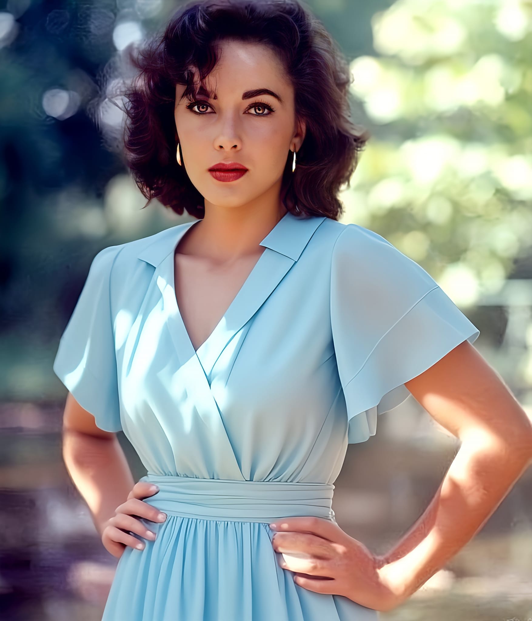 elizabeth taylor blue dress Elizabeth Taylor Inspired Blue Evening Dress Oscars 1970  LausenCrafts
