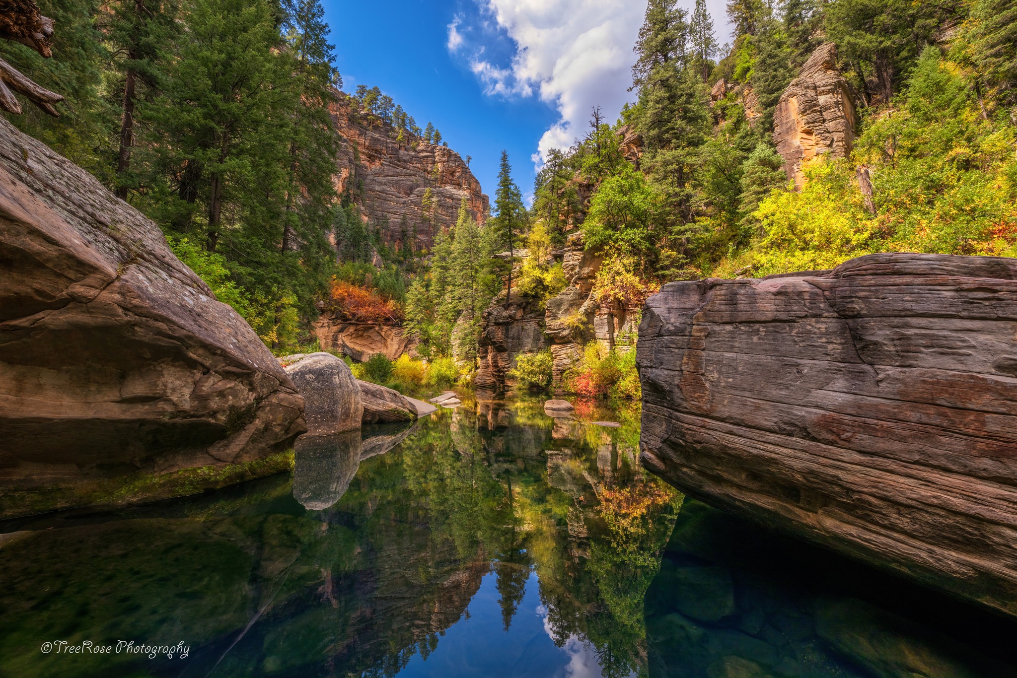 West Clear Creek autumn reflections photography