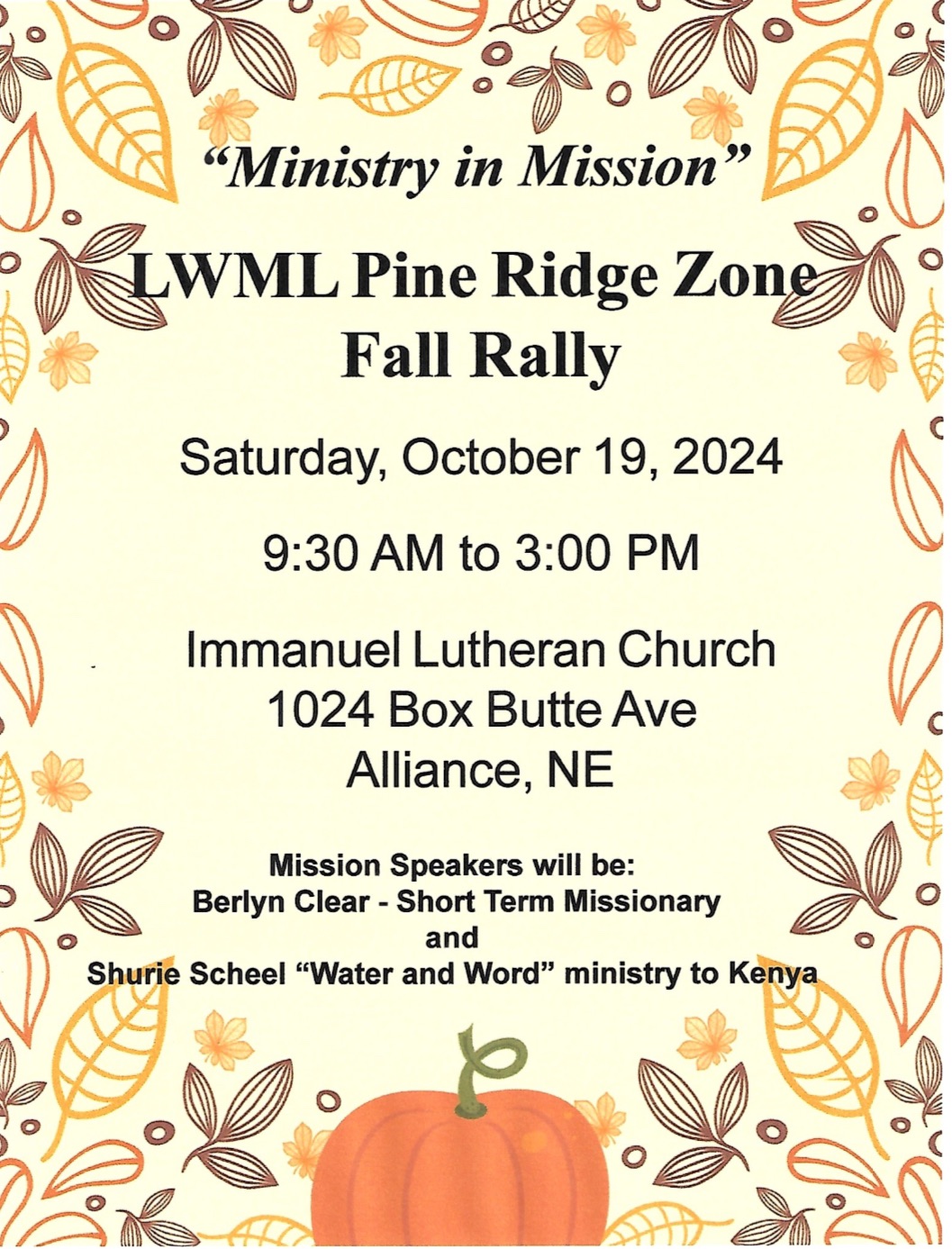 Pine Ridge Zone Fall Rally