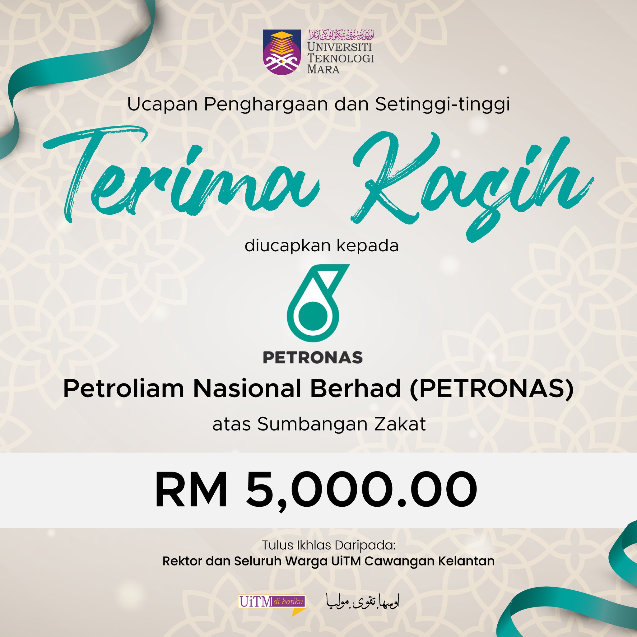 Universiti - Terima Kasih, PETRONAS! UiTM Cawangan Kelantan ingin ...