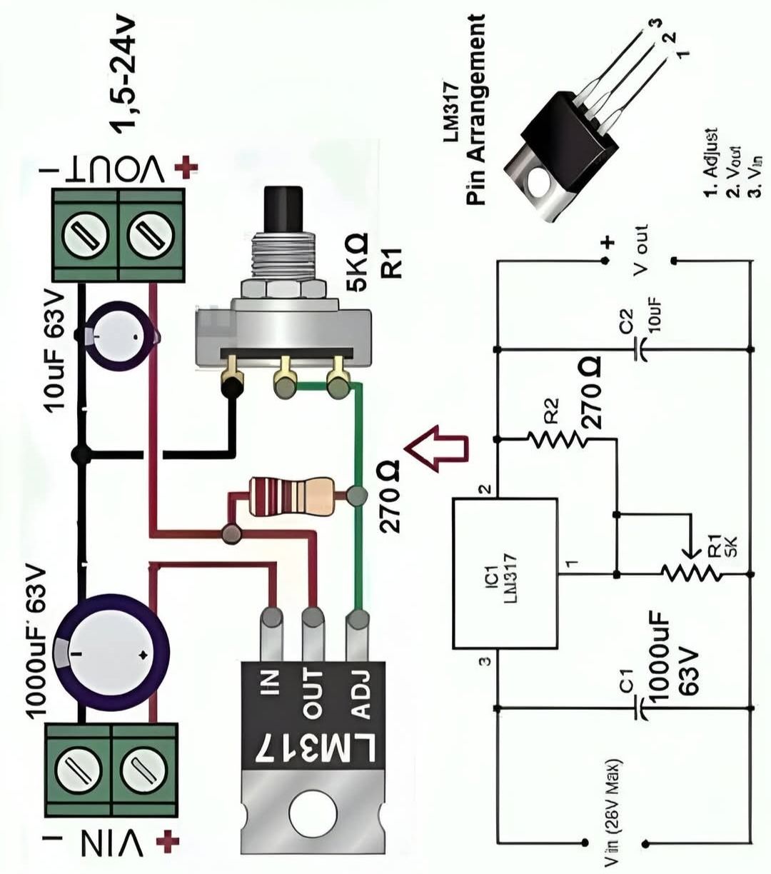 Adjustable Power Supply Circuit using LM317 | Facebook