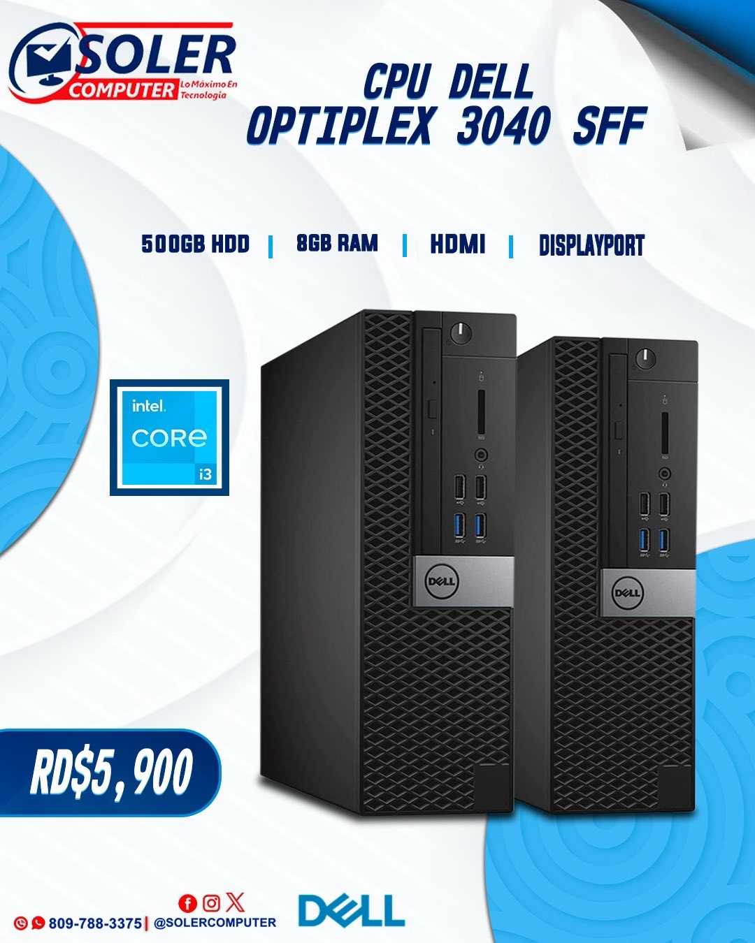 Soler - Cpu Dell Optiplex 3040 sff Procesador Intel Core i3 8gb de ...