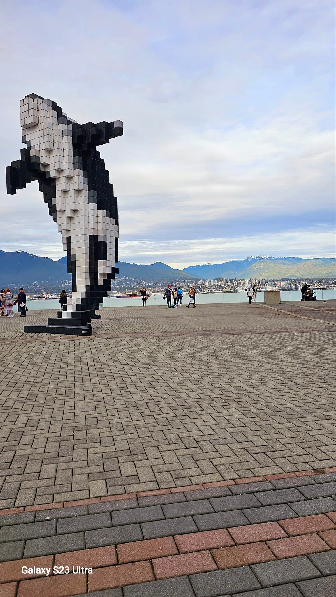 LEGO Whale Sculpture at Jack Poole Plaza in Vancouver, BC, Canada