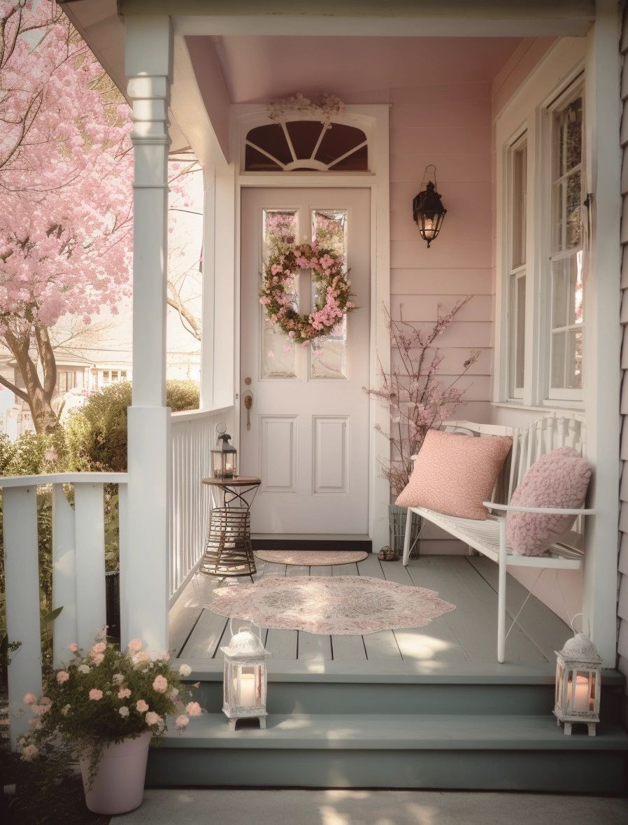 Good - A dreamy front porch straight out of a fairytale! Blush pink ...