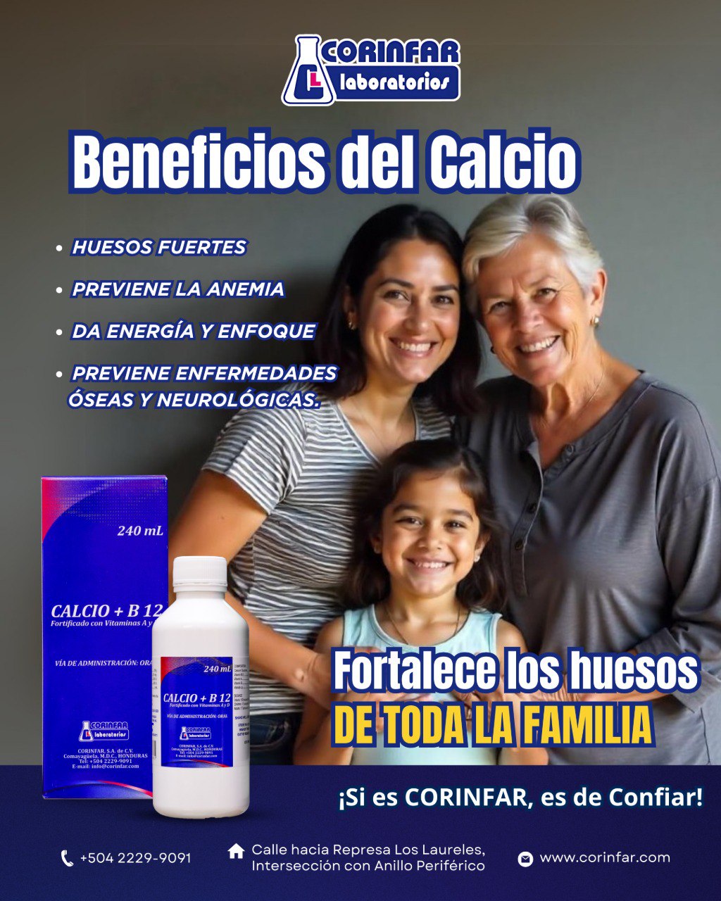 CORINFAR - 👨‍👩‍👧‍👦 ¡Cuida los huesos de quienes más amas! Con Calcio ...