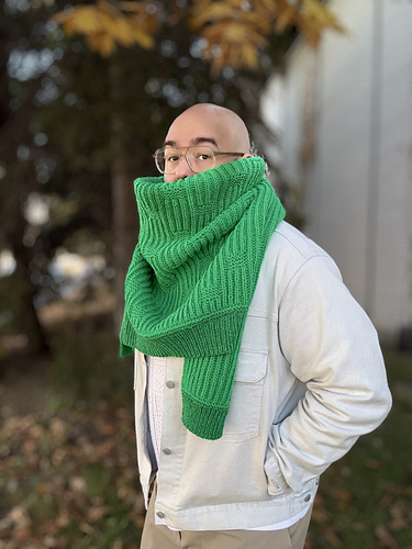 Krista Nelson Hansen's unique sweater yoke shawl on Will Trent