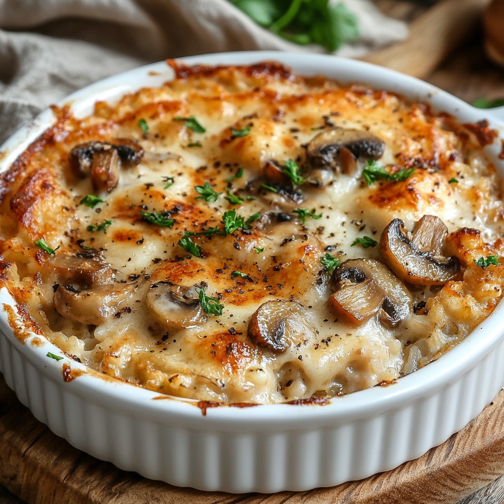 Recette - Gratin de Riz au Poulet et aux Champignons Ingrédients (pour ...
