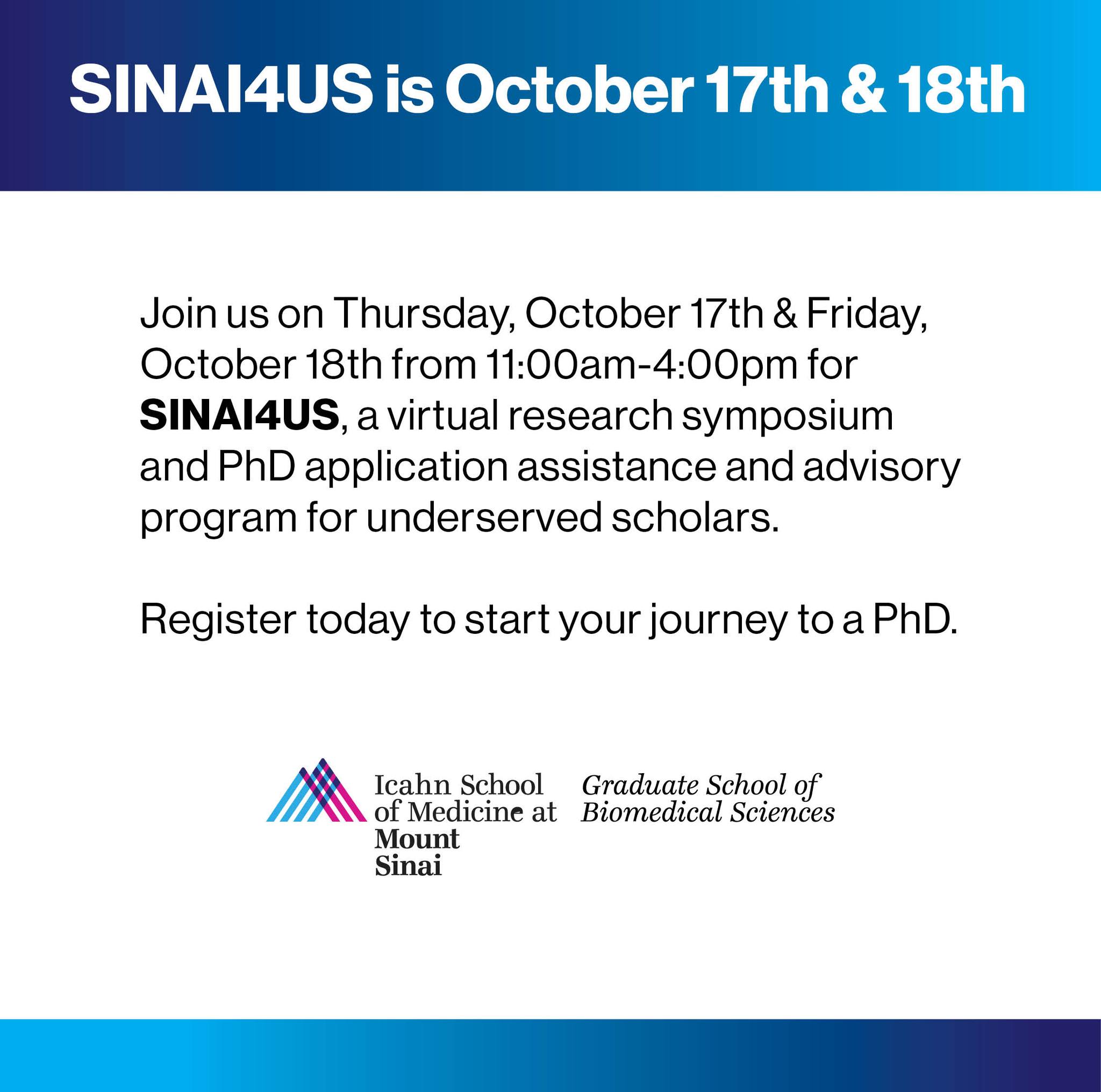 Mount Sinai’s Research Symposium (SINAI4US) and PhD Application ...