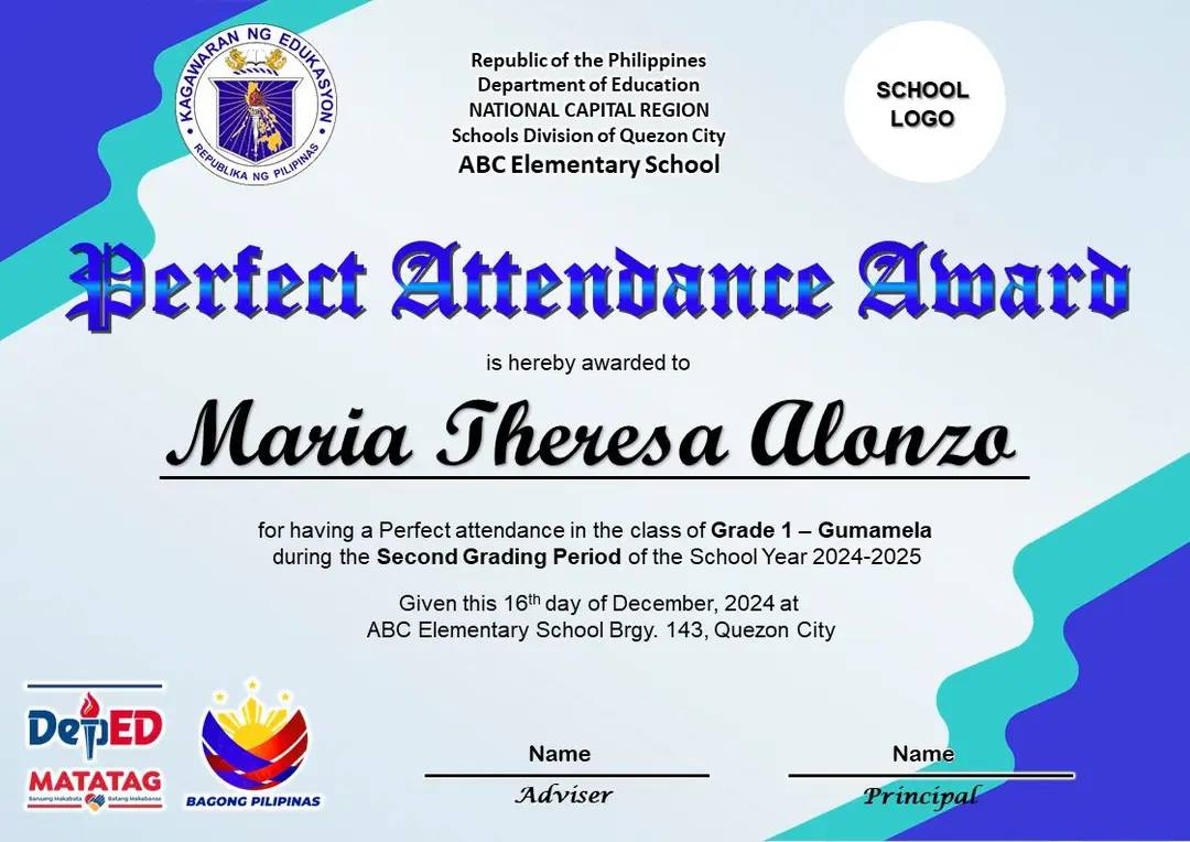 Certificate Of Recognition Template Deped Matatag
