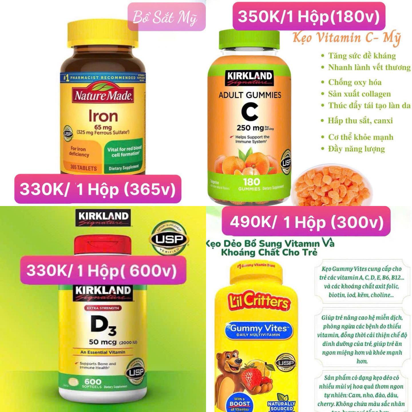 Ăn - BỔ SẮT MỸ 330K KẸO DẺO VITAMIN C MỸ 350K VITAMIN D3 MỸ 330K KẸO ...