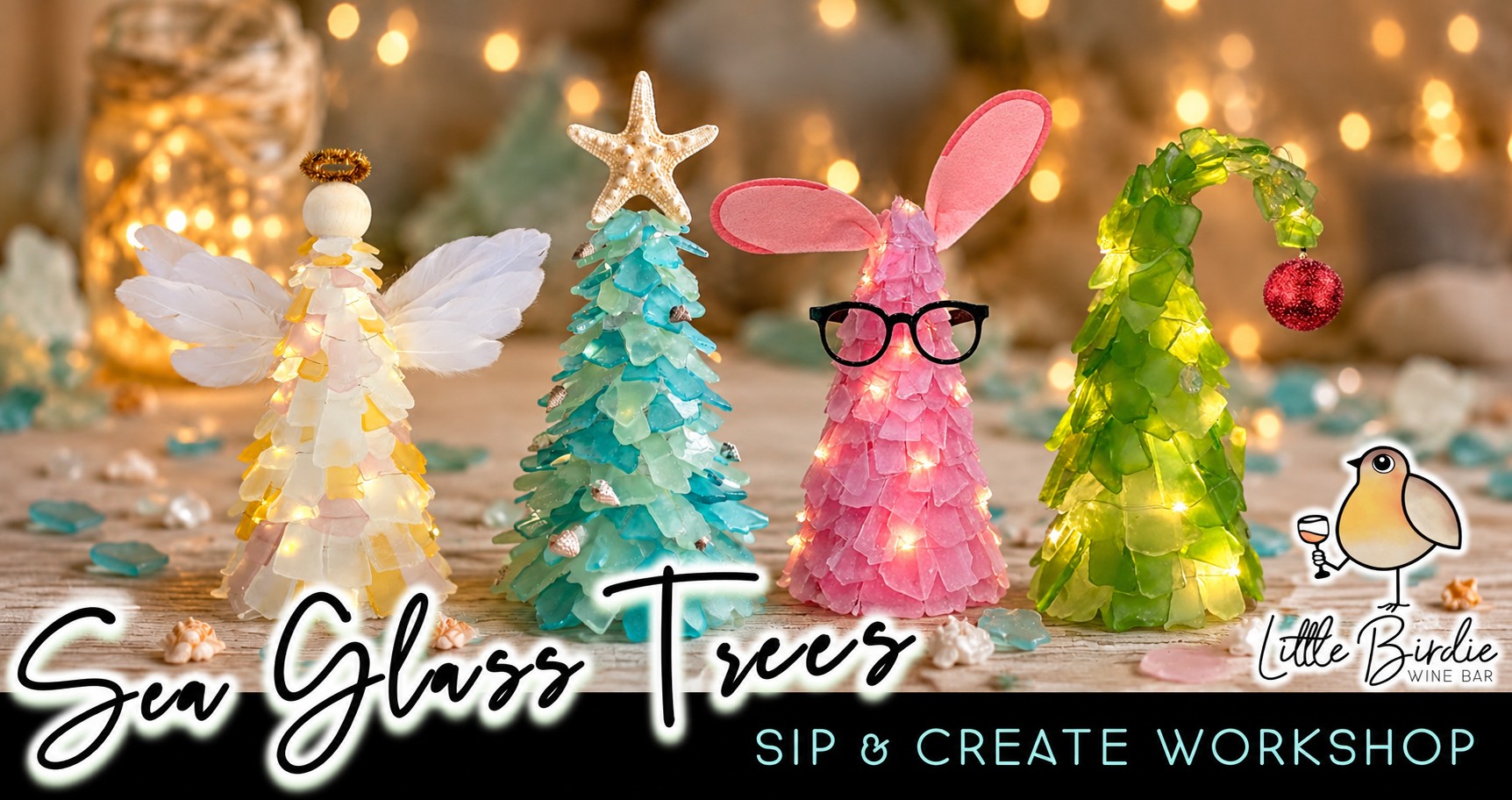 Light Up Sea Glass Trees | Sip & Create Workshop