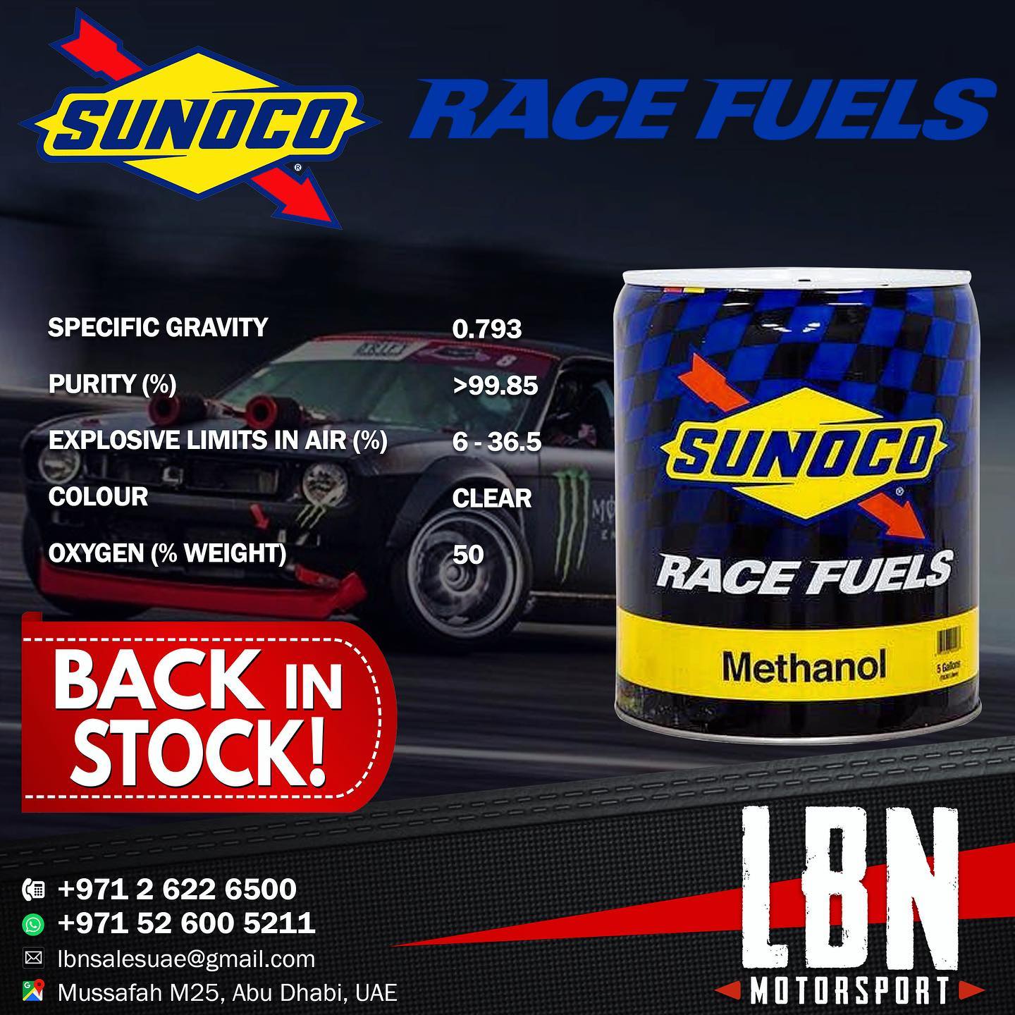 LBN Motorsport - Sunoco Methanol is now back in stock... | Facebook