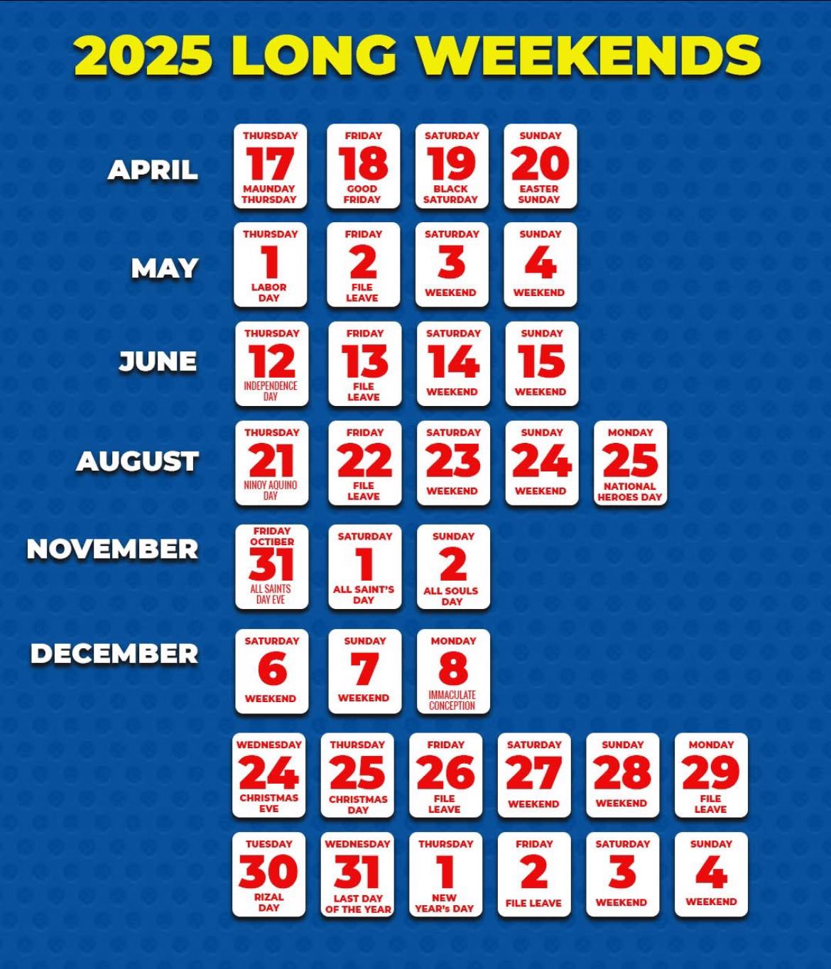 Zendaya's - Mark your calendars! Here’s the list of 2025 long weekends ...