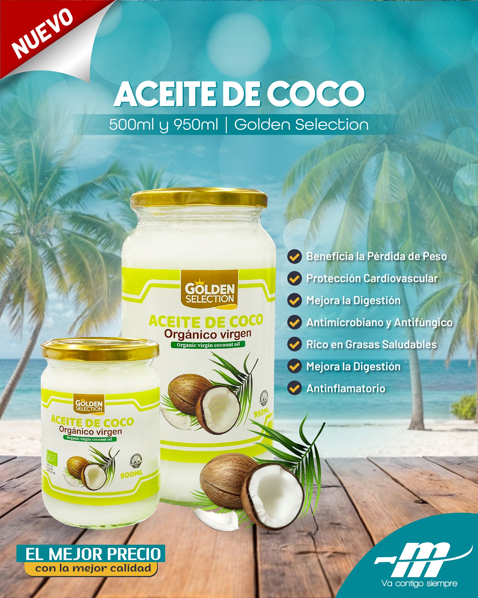 🌴✨ ¡Nuevo! Aceite de Coco Golden Selection ✨🌴 Disfruta de los