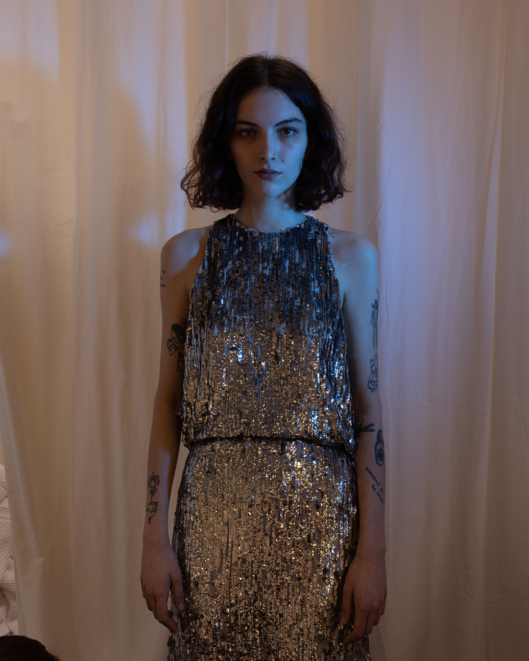alexander mcqueen metallic mesh knit dress A #McQueenSS23 red compact slashed with silver metal ring detailing. Discover the collection: https://on.alexandermcqueen.com/SS23_FB Photographed by ChloeLeDrezen budget_group:1032