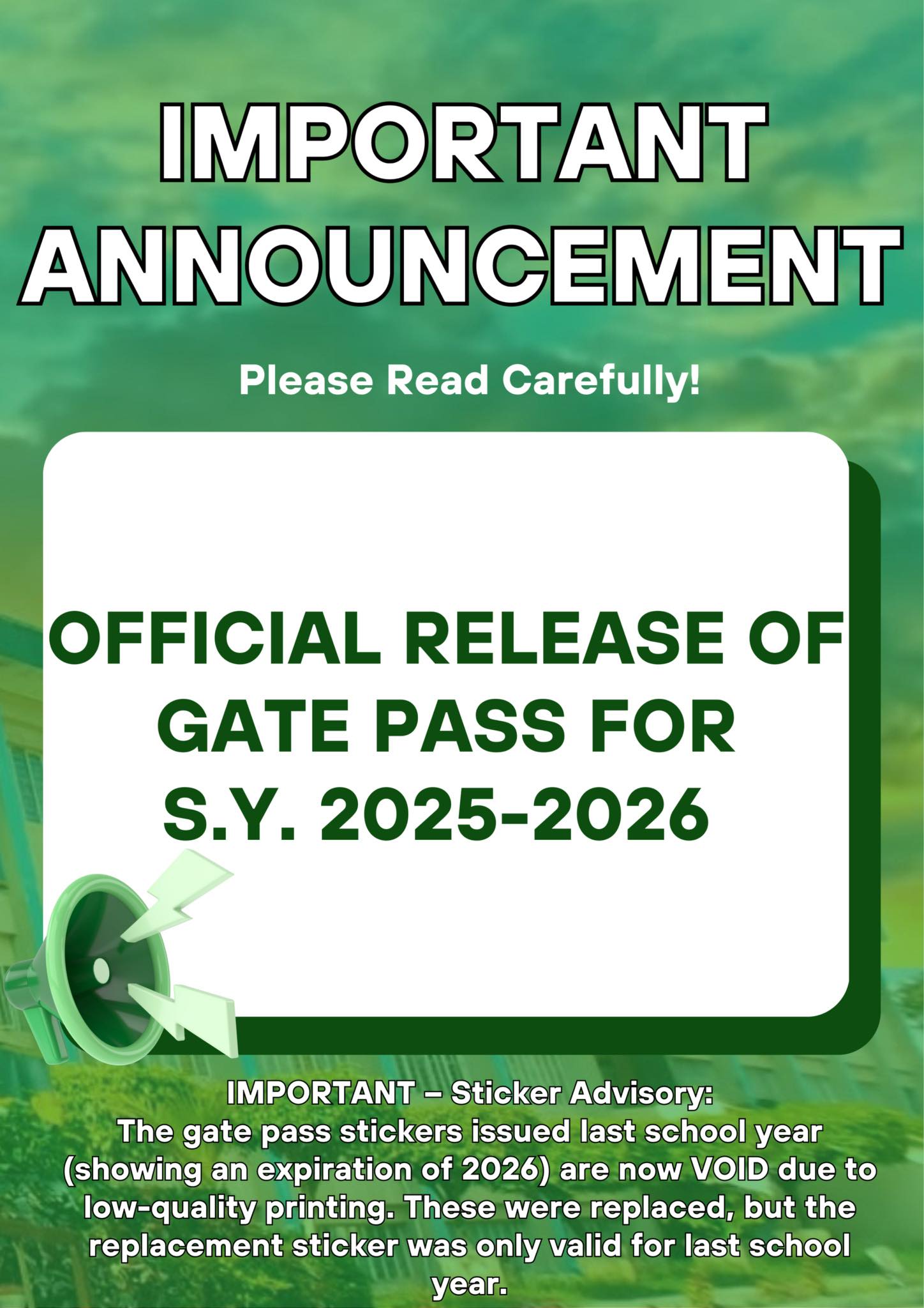📢 RELEASING OF NEW GATEPASS The... - Tomas Claudio Colleges | Facebook