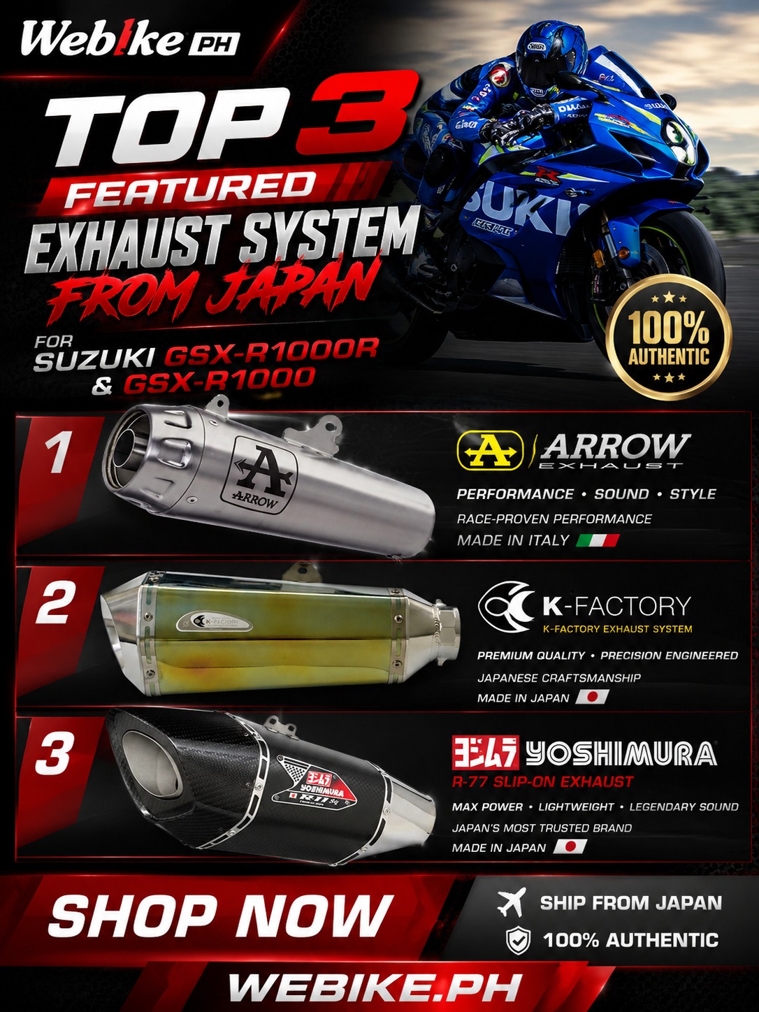 🔥 WEBIKE PH TOP 3 FEATURED EXHAUST SYSTEMS FROM JAPAN