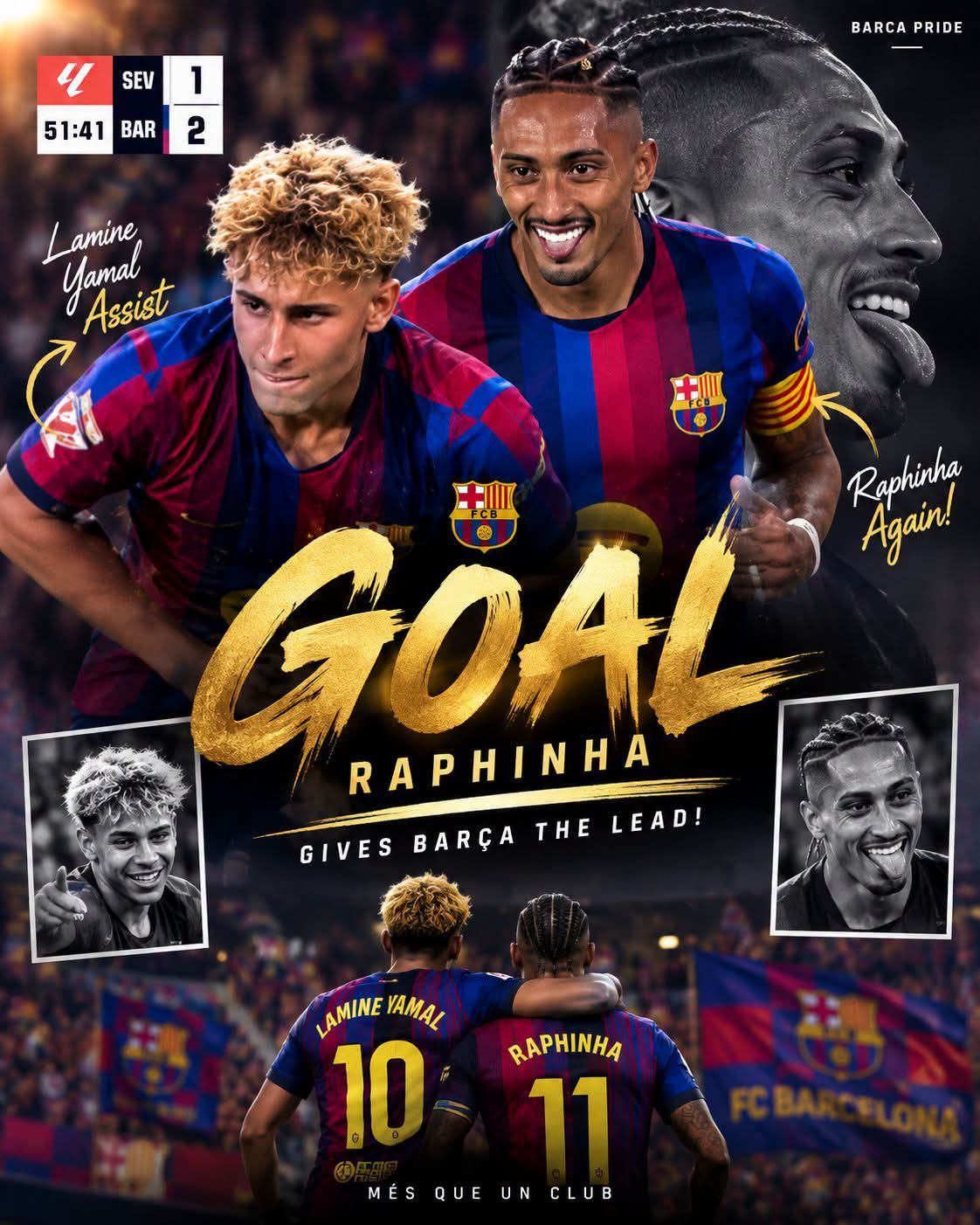 Raphinha scores again, gives Barça the lead 2-1