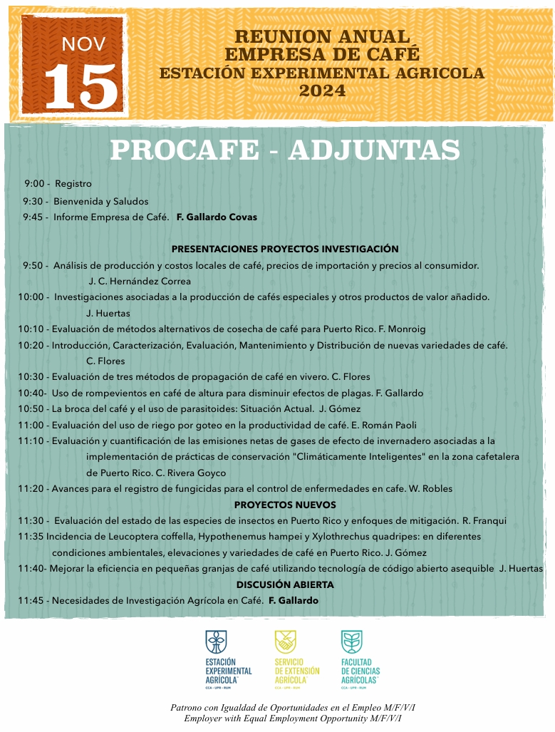 Procafé, - 🚨🚨 Reunión Anual Empresa de Café de la Estación Experimental ...