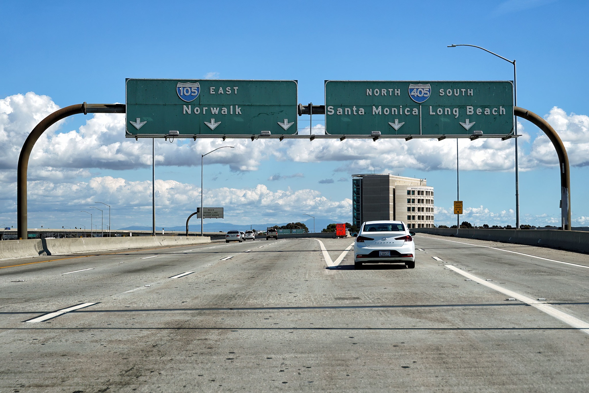 Eastbound I-105 freeway signage near LAX
